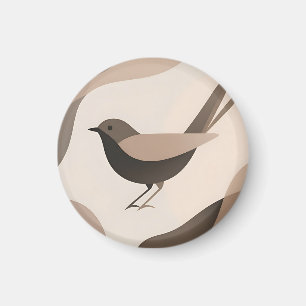 Minimalistische Vogel Neutrale Töne Abstrakte Natu Magnet