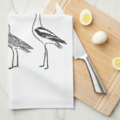 Minimalistische Vogelkunst in Schwarz und Weiß Zei Geschirrtuch (Viertel Falte)