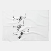 Minimalistische Vogelkunst in Schwarz und Weiß Zei Geschirrtuch (Horizontal)