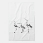 Minimalistische Vogelkunst in Schwarz und Weiß Zei Geschirrtuch (Vertikal)