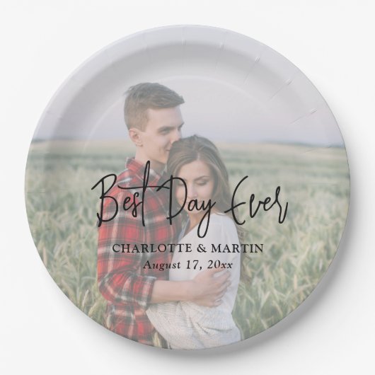 Minimalistische Vollverheiratung des Fotos Pappteller (Vorderseite)