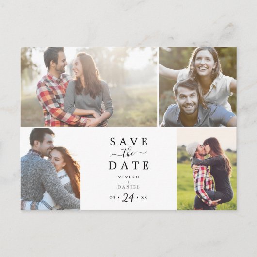 Minimalistische Vorlage 4 Foto Save the Date (Vorderseite)