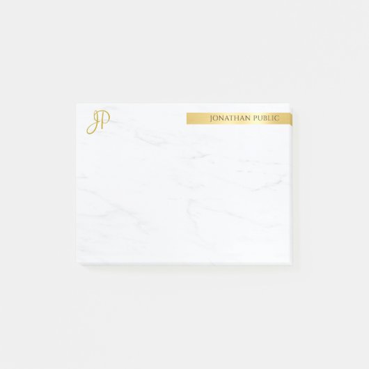 Minimalistische Vorlage Elegantes Gold und Marmor  Post-it Klebezettel (Vorderseite)