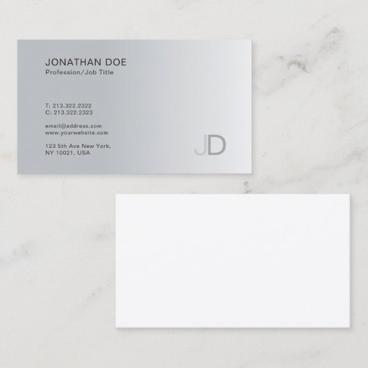 Minimalistische Vorlage für berufliches Monogramm Visitenkarte (Vorne/Hinten)