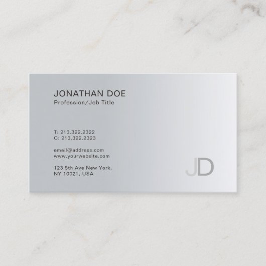 Minimalistische Vorlage für berufliches Monogramm Visitenkarte (Vorderseite)