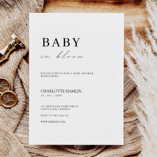 Minimalistische Vorlage für eine Babydusche