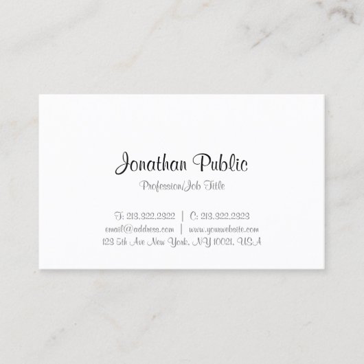 Minimalistische Vorlage für moderne Kalligrafie Visitenkarte (Vorderseite)