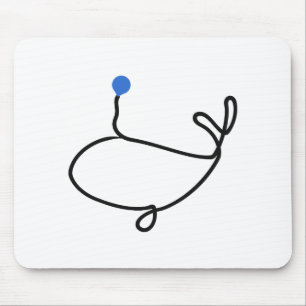 Minimalistische Wal-Ein-Linien-Kunst mit blauem Wa Mousepad
