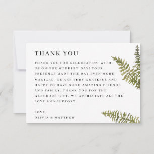 Minimalistische Wald-Natur-Hochzeit Eleganter Fa Dankeskarte