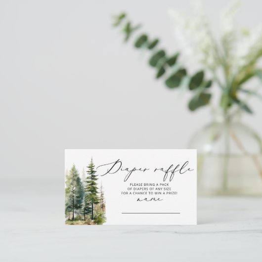 Minimalistische Wald-Windel-Tombola Begleitkarte (Stehend Vorderseite)