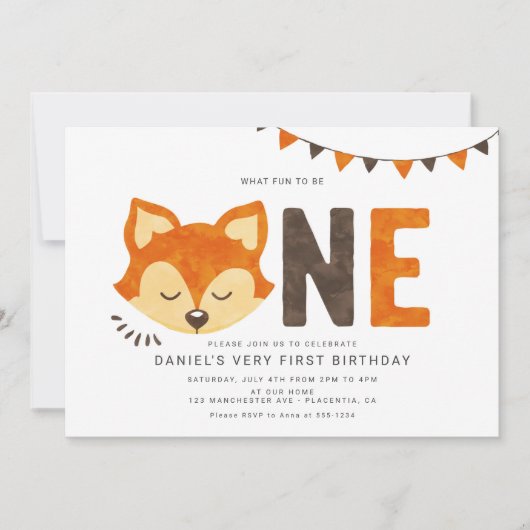 Minimalistische Waldfüßler Einladung zum ersten Ge (Vorderseite)