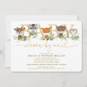 Minimalistische Waldgrün Kinderdusche per Post Einladung (Vorderseite)