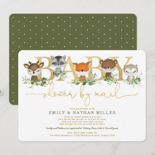 Minimalistische Waldgrün Kinderdusche per Post Einladung