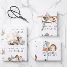 Minimalistische Waldtiere Geschenkpapier Set