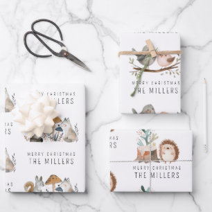 Minimalistische Waldtiere Geschenkpapier Set