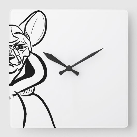 Minimalistische Wall-Uhr - Hundeklemme Quadratische Wanduhr (Vorderseite)
