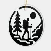 Minimalistische Wanderer-Silhouette - Naturlandsch Keramik Ornament (Links)