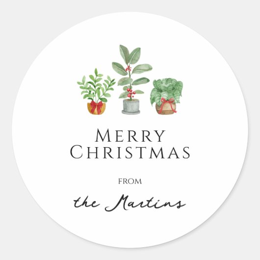 Minimalistische Wasserfarbe Botanische Vegetation Runder Aufkleber (Vorderseite)