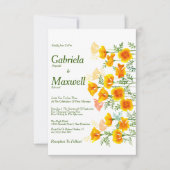 Minimalistische Wasserfarbe California Mohnhochzei Einladung (Vorderseite)