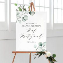 Minimalistische Wasserfarbe Eukalyptus Bat Mitzvah