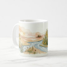 Minimalistische Wasserfarbe-Flusslandschaft-Mug-Wr