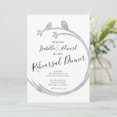 Minimalistische Wasserfarbe Graue Liebesvögel Prob Einladung (Stehend Vorderseite)