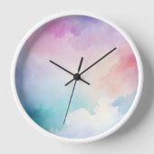 Minimalistische Wasserfarbe Holz Gerahmt große Uhr (Vorderseite)