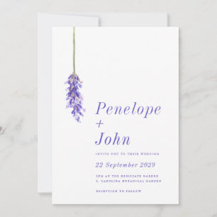Minimalistische Wasserfarbe Lavendel-Monogramm-Hoc Einladung