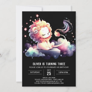 Minimalistische Wasserfarbe Lion Birthday Einladung