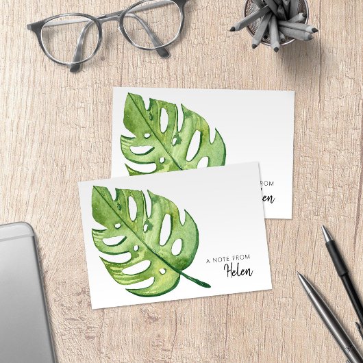Minimalistische Wasserfarbe Monstera Dankeskarte
