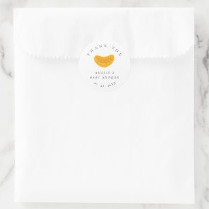 Minimalistische Wasserfarbe Orange Baby Shower Dan Runder Aufkleber