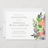 Minimalistische Wasserfarbe Orangenblume QUINCEAÑE Einladung (Vorderseite)