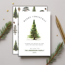 Minimalistische Wasserfarbe Pinie Tree Weihnachtsg Feiertagskarte