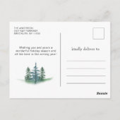 Minimalistische Wasserfarbe Pinie Tree Weihnachtsg Postkarte (Rückseite)