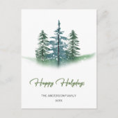 Minimalistische Wasserfarbe Pinie Tree Weihnachtsg Postkarte (Vorderseite)