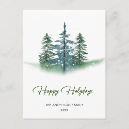 Minimalistische Wasserfarbe Pinie Tree Weihnachtsg Postkarte