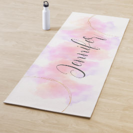 Minimalistische Wasserfarbe Rosa und goldweiß Yogamatte