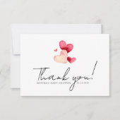 Minimalistische Wasserfarbe Rot  Hearts Baby Showe Dankeskarte (Vorderseite)