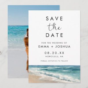 Minimalistische Wasserfarbe Strand Sommer Hochzeit Save The Date