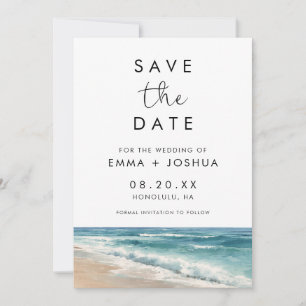 Minimalistische Wasserfarbe Strand Ziel Hochzeit Save The Date