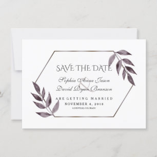 Minimalistische Wasserfarbe-Tinte-Foliage-Diamant- Save The Date