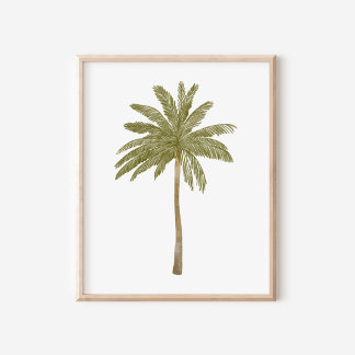 Minimalistische Wasserfarbe Tropische Palmen Kunst Poster