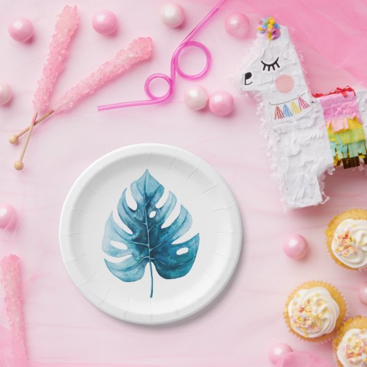 Minimalistische Wasserfarbe Tropisches Monsterer L Pappteller (Party)