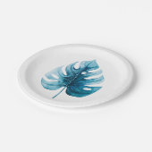 Minimalistische Wasserfarbe Tropisches Monsterer L Pappteller (Schrägansicht)