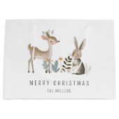 Minimalistische Wasserfarbe Waldland Hirsche und S Große Geschenktüte (Vorderseite)