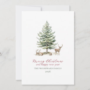 Minimalistische Wasserfarbe-Weihnachts-Evergreen-B Feiertagskarte