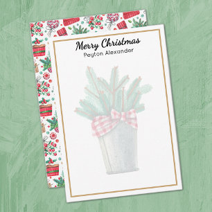 Minimalistische Wasserfarbe-Weihnachtselemente 8,9 Mitteilungskarte