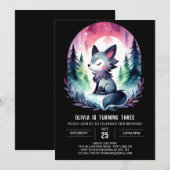 Minimalistische Wasserfarbe Wolf Geburtstag Einladung (Vorne/Hinten)