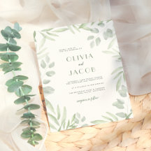 Minimalistische Wasserfarben Blätter Grüne Hochzei