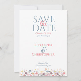 Minimalistische Wasserfarben-Blumen Save The Date